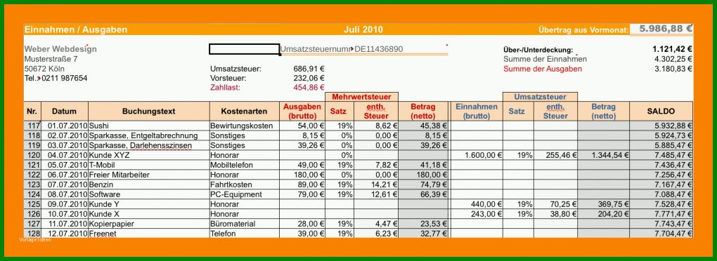 Sensationell Ausgaben Excel Vorlage Kostenlos 1531x559