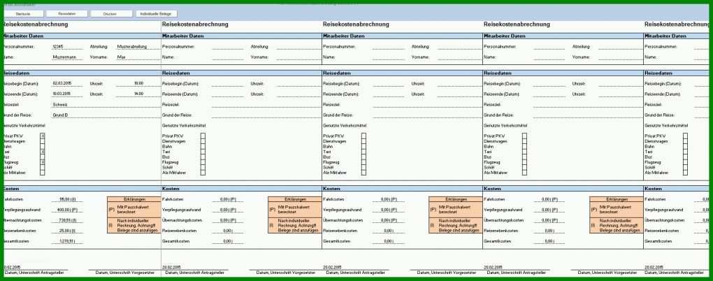 Toll Fahrtkosten Vorlage Excel 1636x644