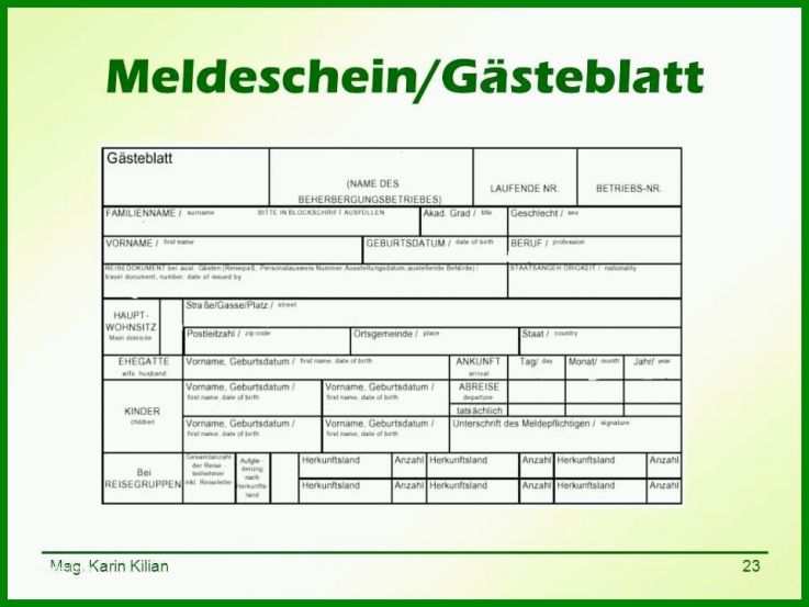 Fantastisch Meldeschein Hotel Vorlage 960x720