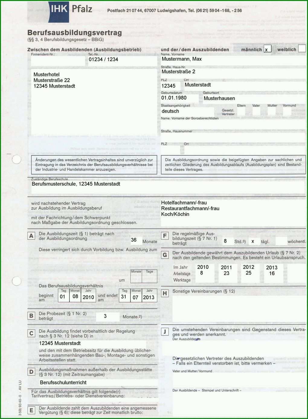 Auffällig Ausbildungsvertrag Vorlage Kostenlos 2000x2714