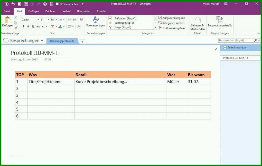 Original Besprechungsprotokoll Vorlage Excel 1180x748