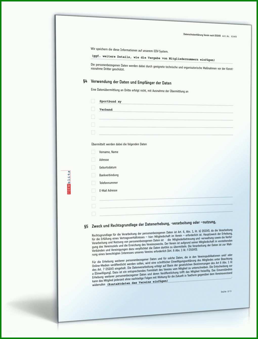 Toll Muster Vorlage Datenschutzerklärung 1600x2100