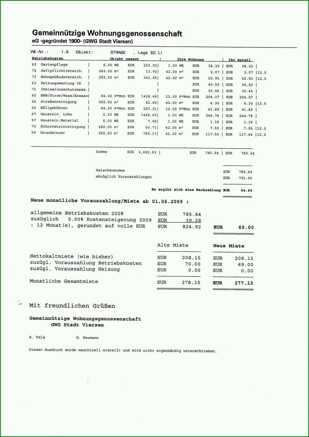 Überraschend Nebenkostenabrechnung Vorlage Vermieter 2480x3507