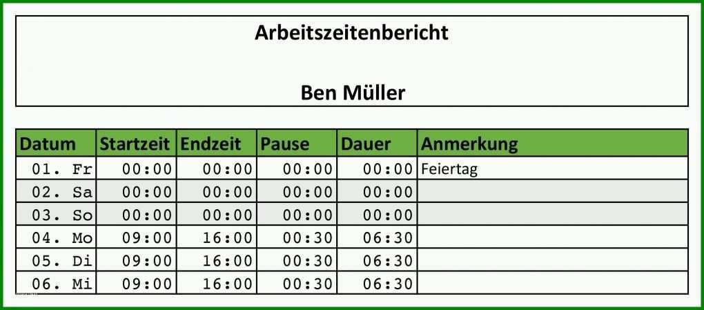 Unvergesslich Arbeitszeitnachweis Vorlage Kostenlos 2018 2046x901