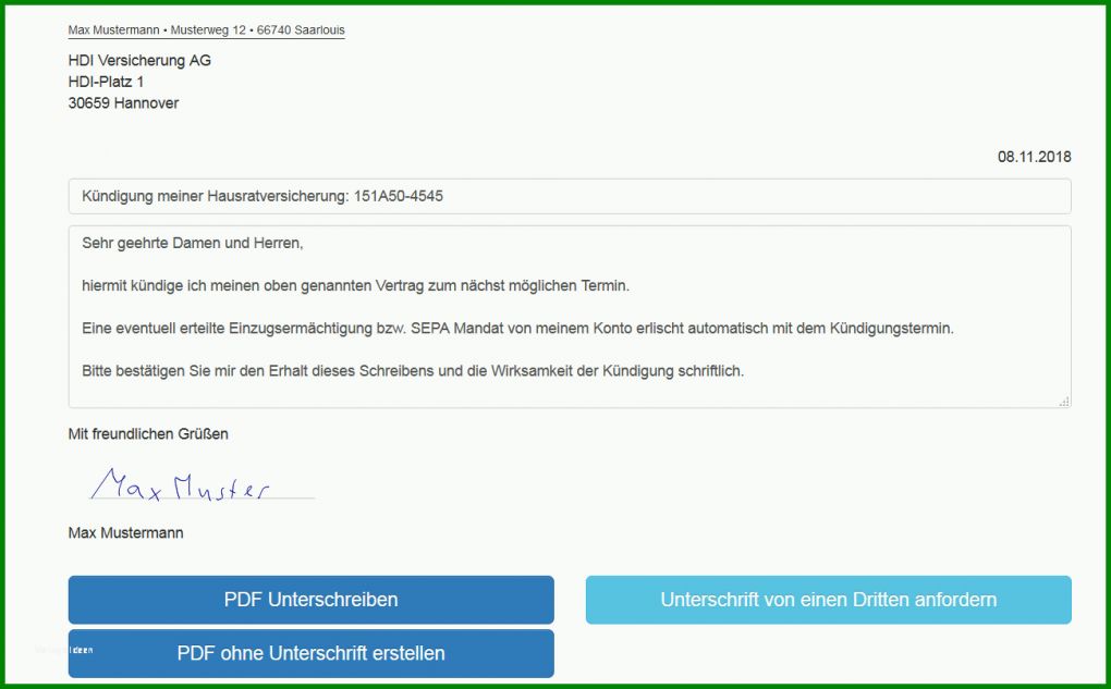 Schockierend örag Rechtsschutz Kündigen Vorlage 1301x808