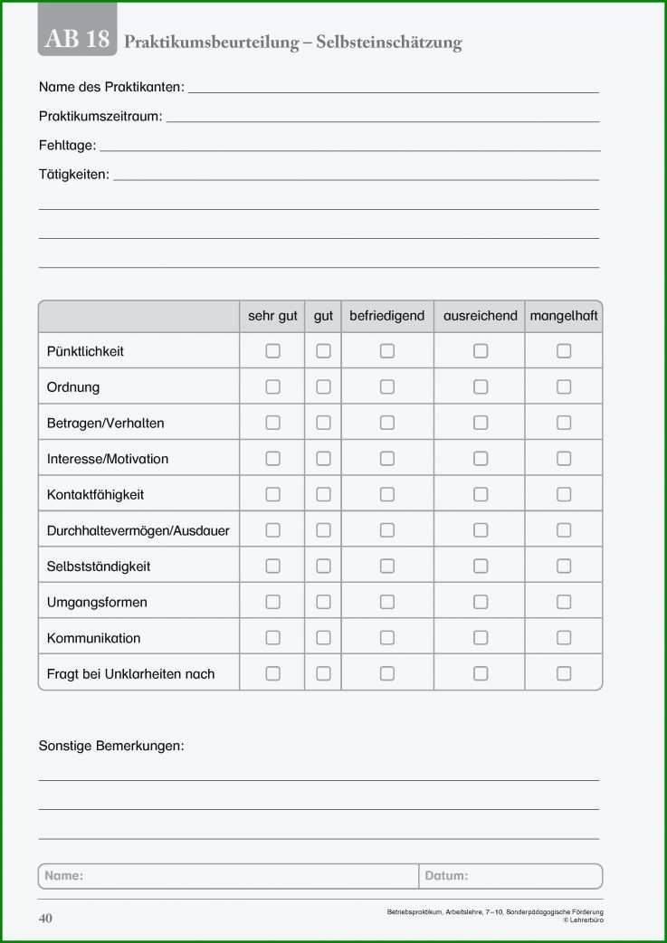 Faszinierend Praktikumsbewertung Vorlage 2480x3508