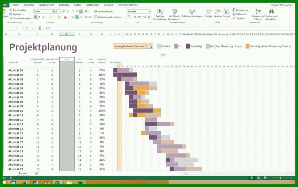 Toll Projektplanung Gantt Excel Vorlage 1024x644