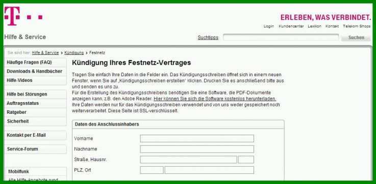 Bestbewertet Vorlage Kündigung Telekom 998x490