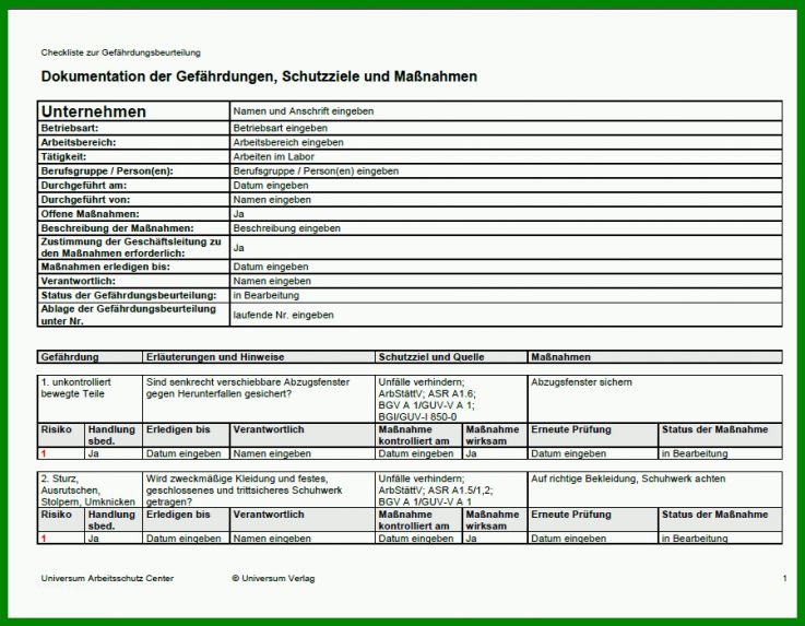 Modisch Gefährdungsbeurteilung Labor Vorlage 900x700