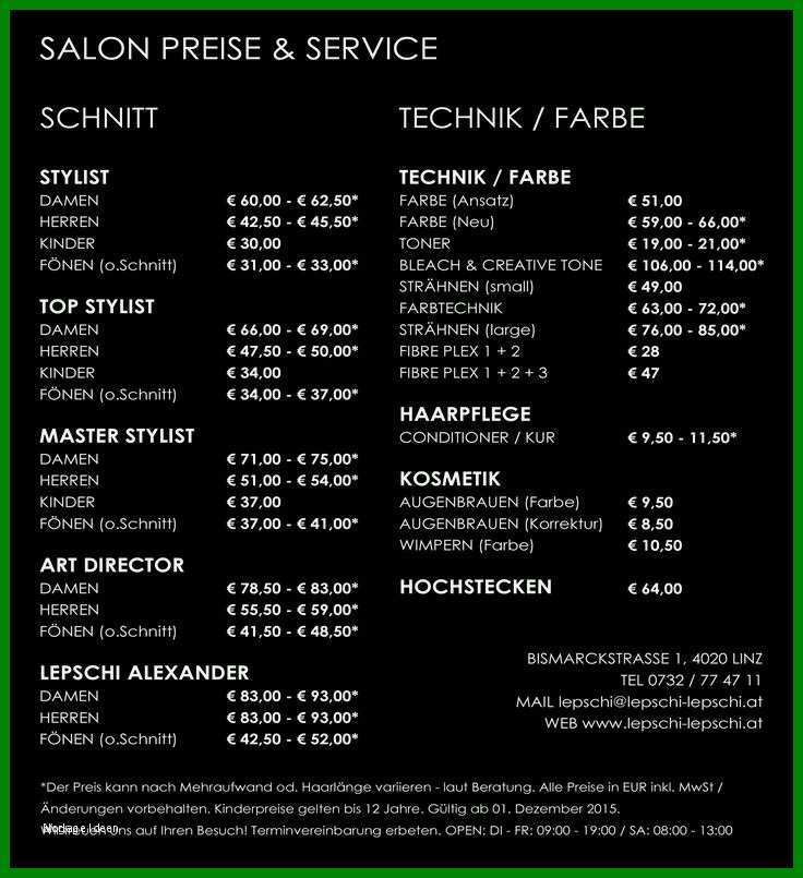 Neue Version Preisliste Friseur Vorlage 736x805