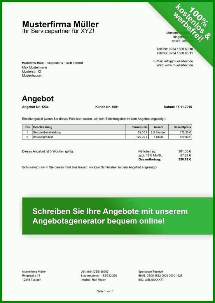 Hervorragend Angebotstext Vorlage 911x1284