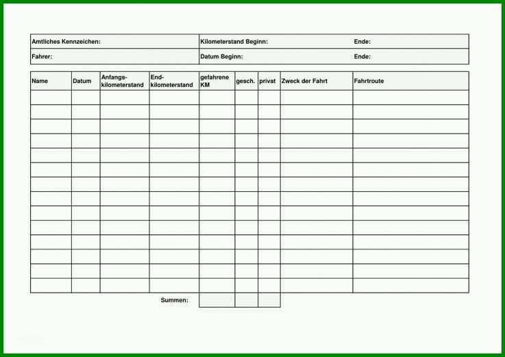 Kreativ Fahrtenbuch Xls Vorlage 1272x900