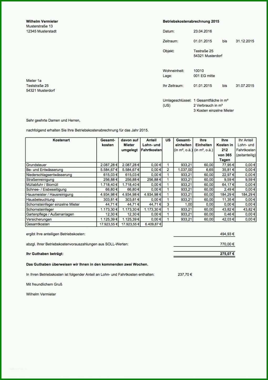 Limitierte Auflage Nebenkostenabrechnung Vermieter Vorlage 1112x1578