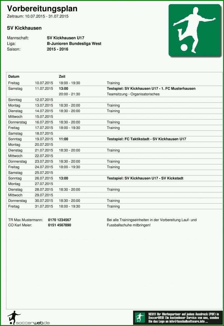 Größte Vorbereitungsplan Fussball Vorlage 2337x3390