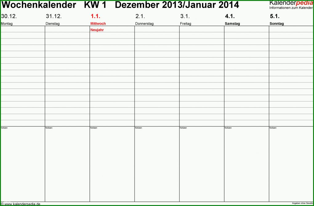 Original Wochenkalender Vorlage 3146x2066