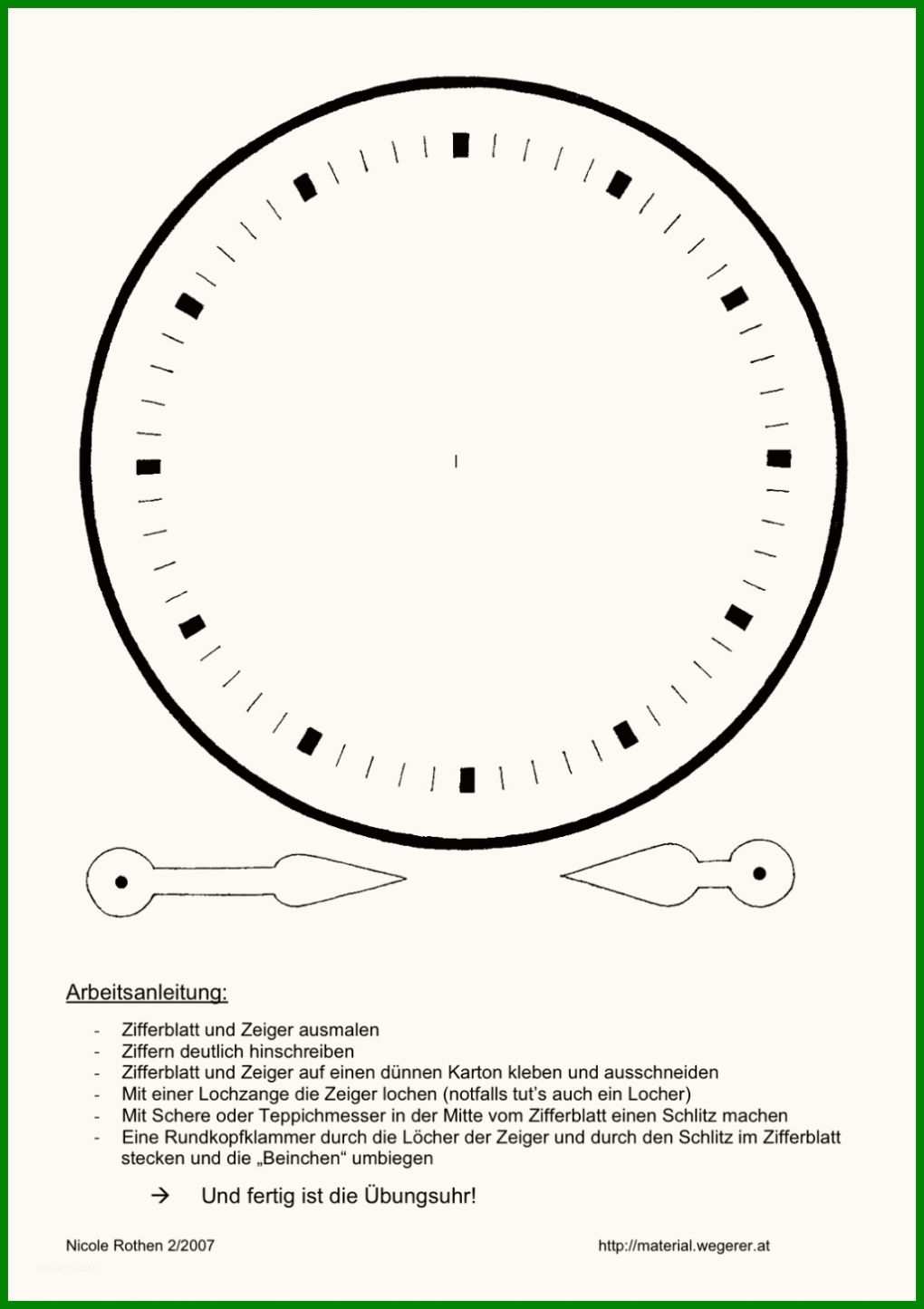 29 Zifferblatt Vorlage Zum Ausdrucken Teil Der Uhr Basteln Vorlage