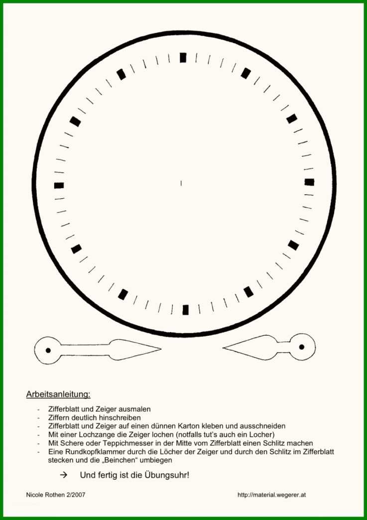 Zappelkiste Die Uhr Teil Der Uhrzeiger Basteln Vorlage