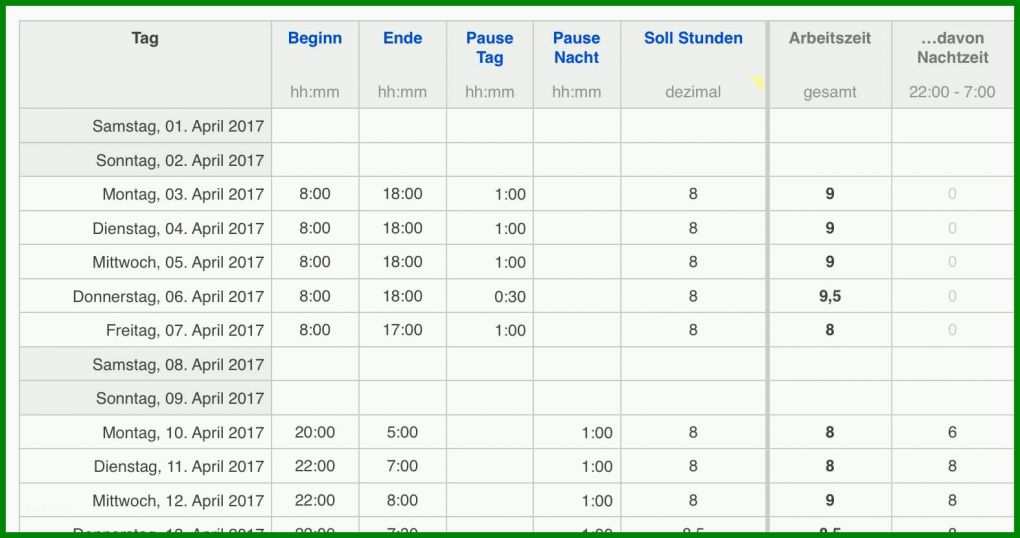 Faszinierend Arbeitsstunden Pro Monat Vorlage 1574x830