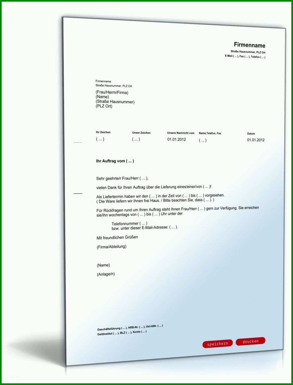 Sensationell Auftragsbestätigung Vorlage Pdf 1600x2100