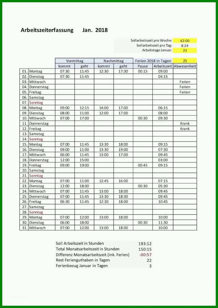 Perfekt Excel Vorlagen Zeiterfassung Kostenlos 868x1227