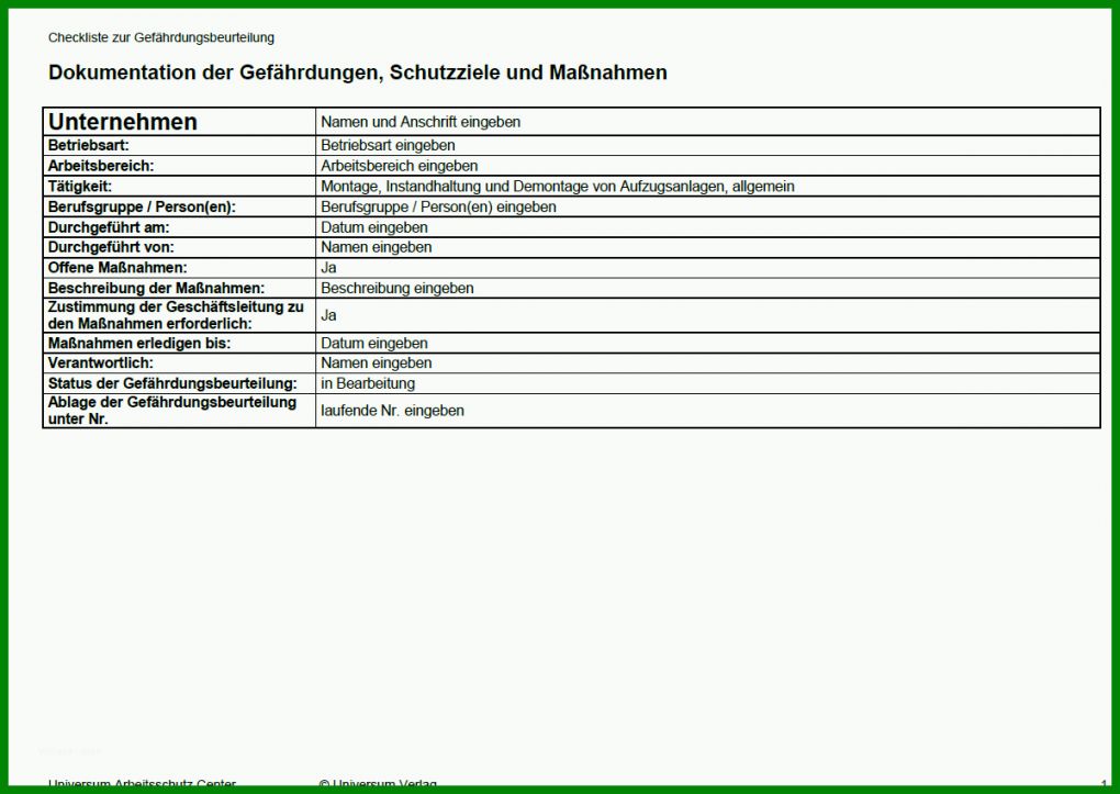 Unglaublich Gefährdungsbeurteilung Aufzugsanlagen Vorlage 1200x850