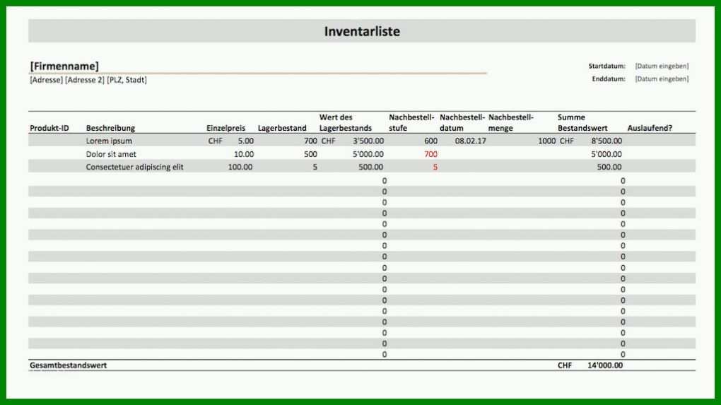 Sensationell Inventur Vorlage Xls 1025x576