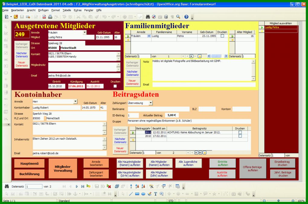 Hervorragen Libreoffice Datenbank Vorlagen 1264x840