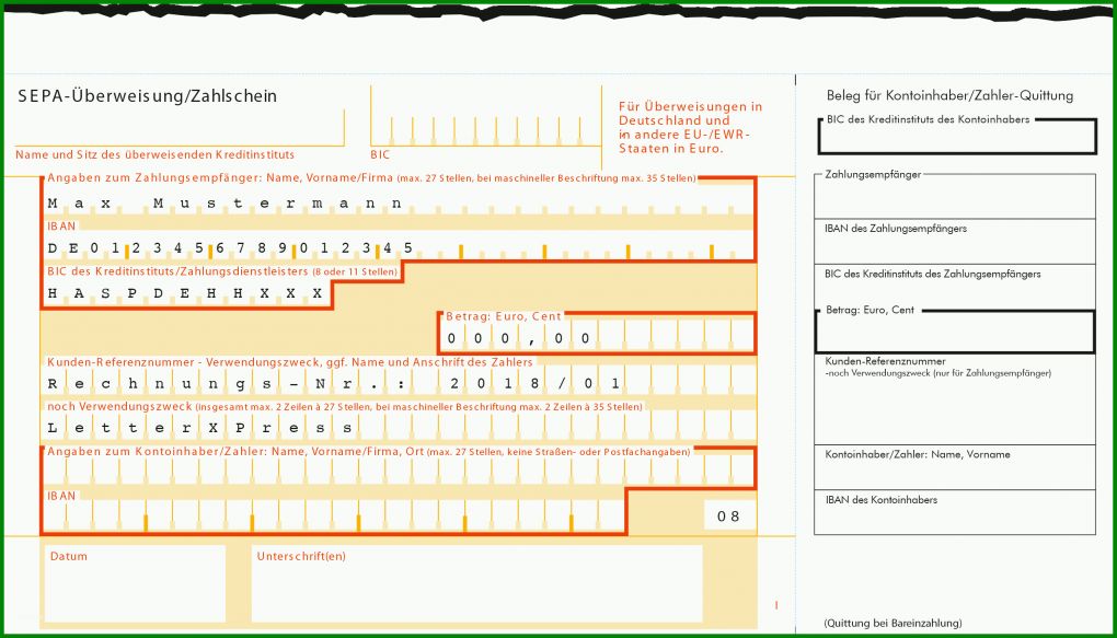 Wunderschönen Sepa überweisung Vorlage Kostenlos 2480x1417