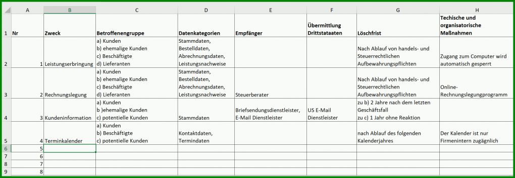 Original Verarbeitungsverzeichnis Dsgvo Vorlage 2531x879