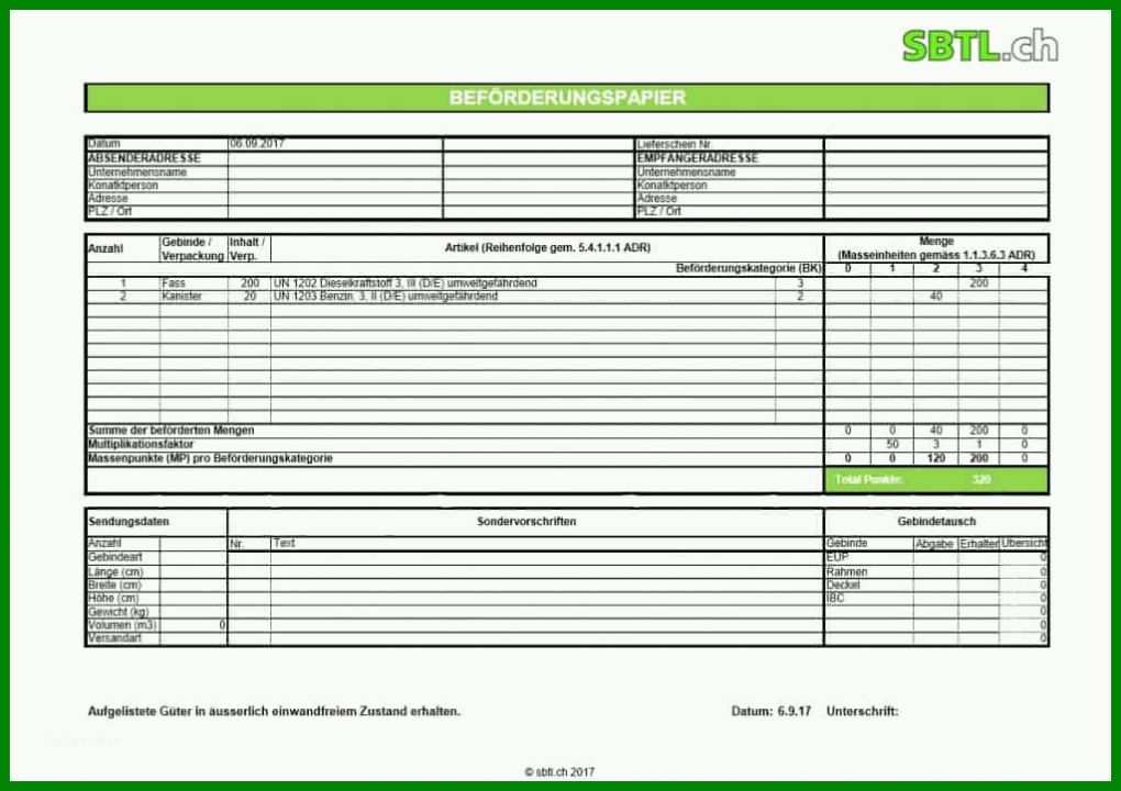 Unglaublich Beförderungspapier Adr Vorlage 1024x723
