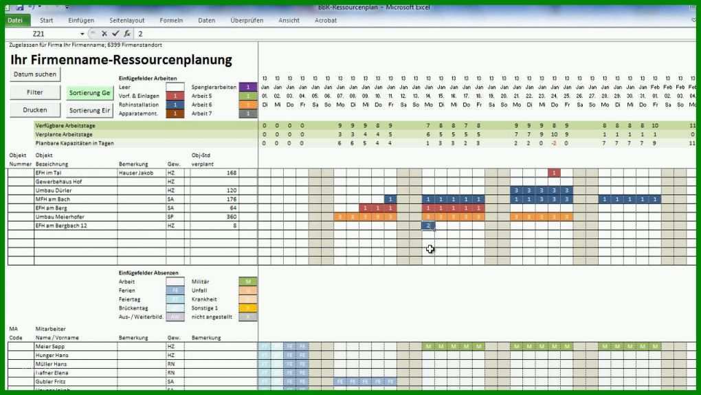 Unvergleichlich Excel Vorlage Ressourcenplanung 1280x720