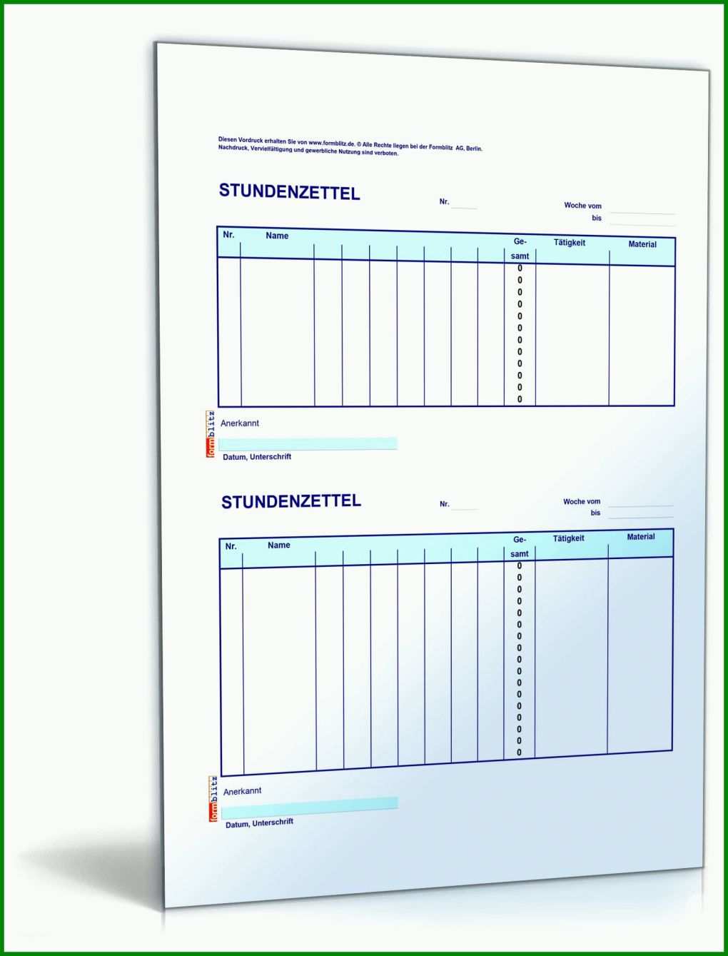 Spezialisiert Vorlage Stundenzettel 1600x2100