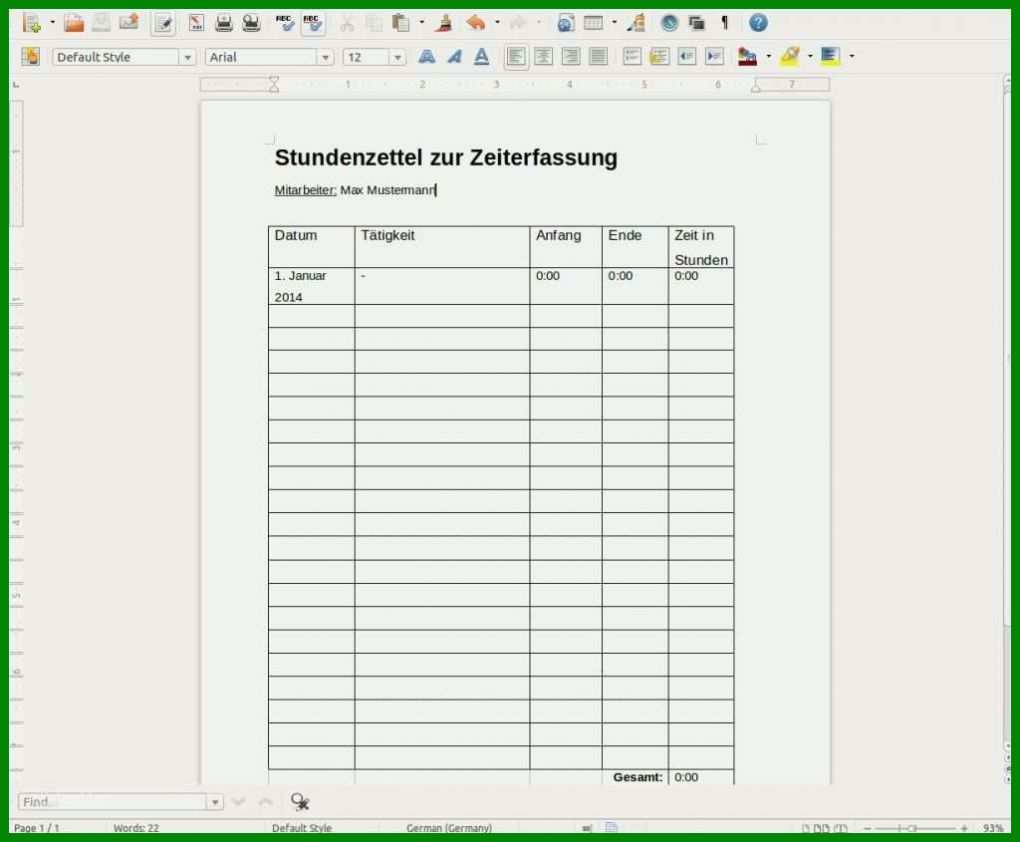 Faszinieren Vorlage Stundenzettel 1024x845