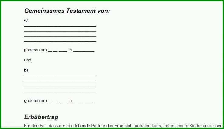 Einzahl Gemeinsames Testament Vorlage 1641x951