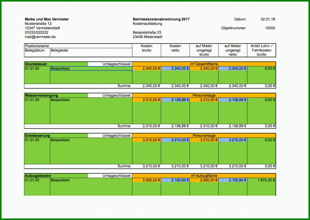 Ausgezeichnet Vorlage Für Nebenkostenabrechnung 1197x849