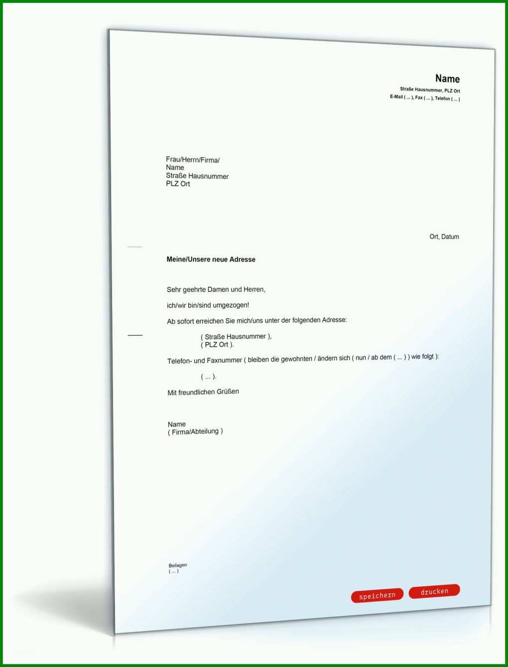 Fabelhaft Adressänderung Vorlage Pdf 1600x2100