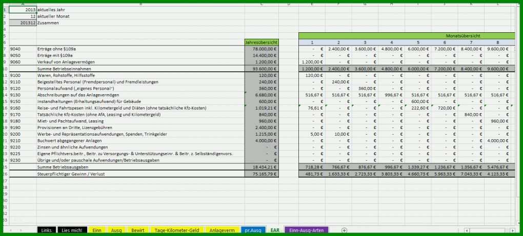 Rühren Buchhaltung Kleingewerbe Excel Vorlage 1440x651