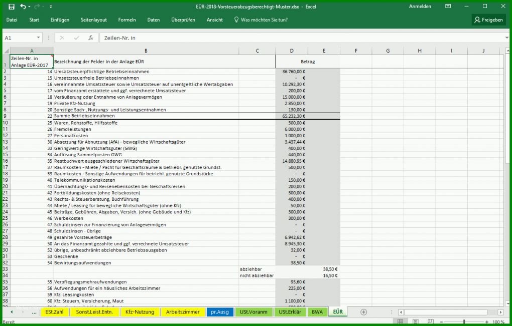 Unvergleichlich Einnahme überschuss Rechnung Vorlage 1285x820