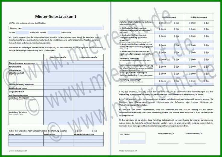 Spezialisiert Mieterauskunft Vorlage 1194x843