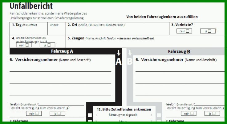 Selten Vorlage Unfallbericht Kfz 829x453