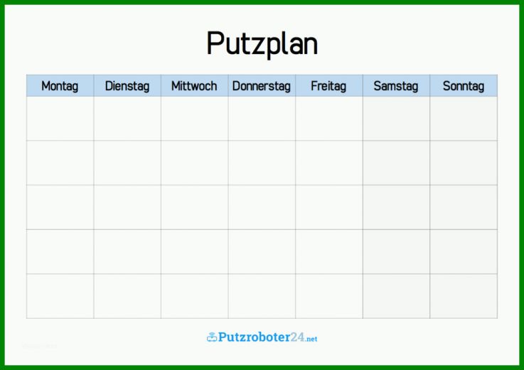 Fabelhaft Wöchentlicher Putzplan Vorlage 1000x705