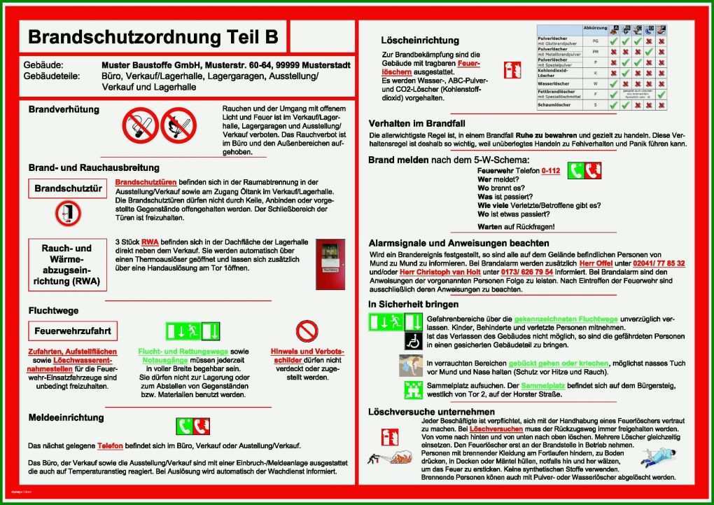 Einzahl Brandschutzordnung Teil B Vorlage Word 2482x1755