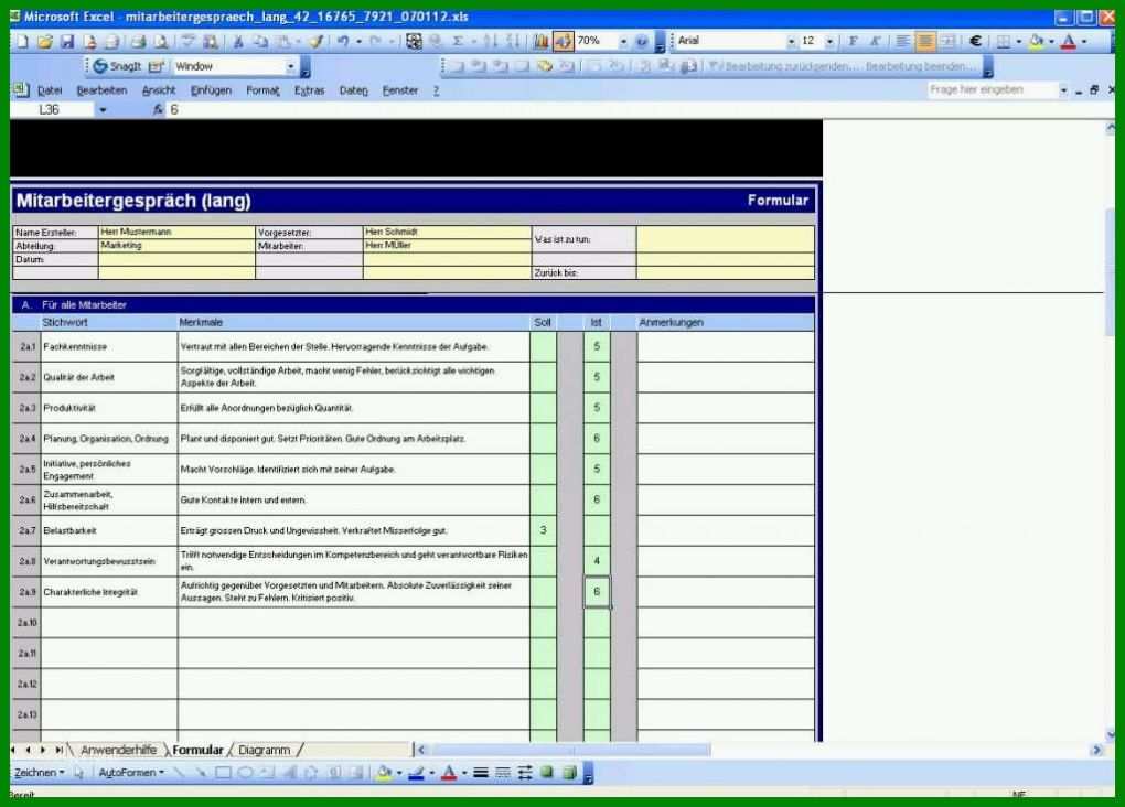 Exklusiv Mitarbeitergespräch Vorlage Excel 1024x735